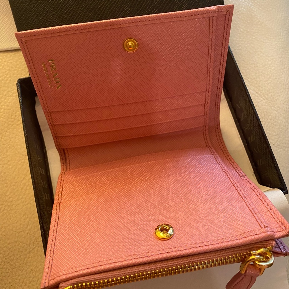 Prada Small Saffiano Leather Wallet in Petal Pink